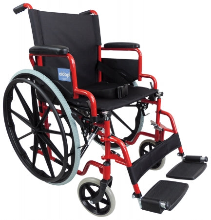 Self Propelled Steel Transit Chair - Red